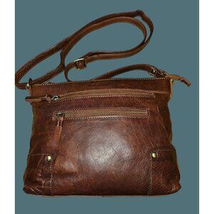 Leder Buck Mia Soft Leather Multi Compartment Brown Shoulder/ Crossbody Bag